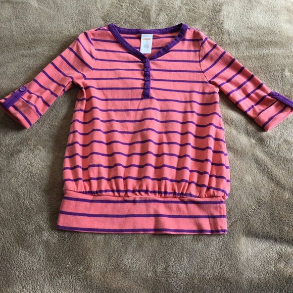 Sz 6 GUC Gymboree Coral Striped Tee - Picture 1 of 6